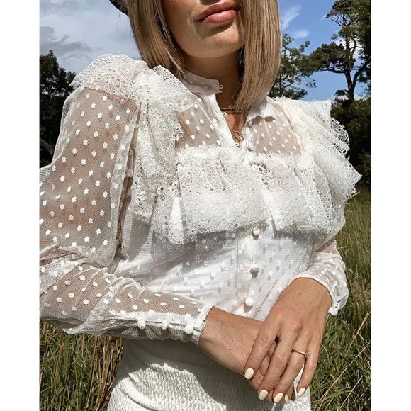 Sandra Mansour x H&M Top Blouse Tulle S NWT - Picture 6 of 6